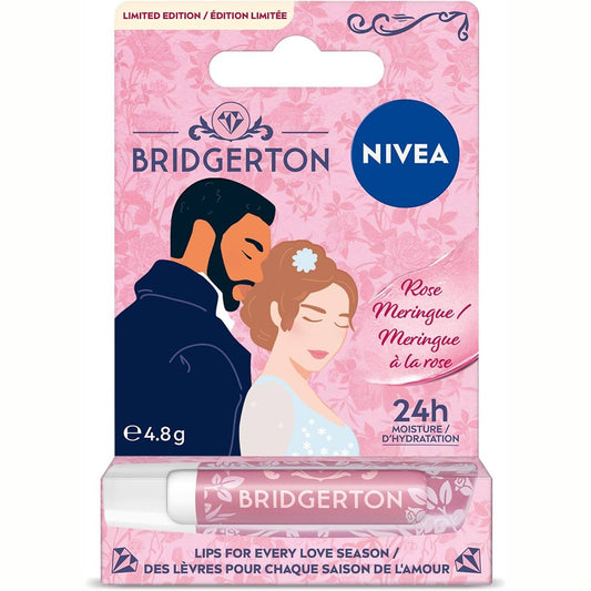 295154 - Balsam buzësh NIVEA Rose Meringue, Edicioni Bridgerton, me gjalpë shea, 4,8 g