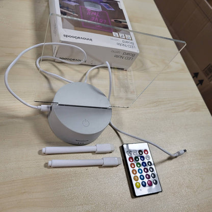 295291 - INNOVAGOODS Tabela e Mesazheve, Tabelë e Bardhë me Dritë LED, 5 Modalitete Ndriçimi Shumëngjyrëshe, përfshin telekomandë dhe aksesorë, ideale për zyra dhe dhoma gjumi