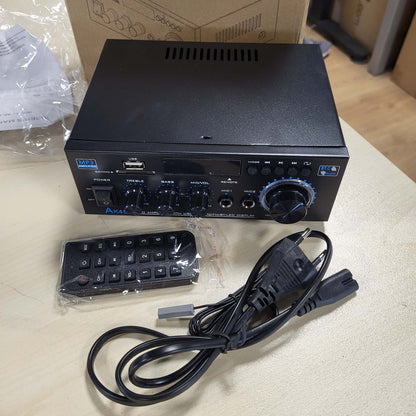 295739 - KKMOL Amplifikator Mini HiFi AK45, Stereo Bluetooth, 12V/220V, 400W, 2 kanale, me USB dhe Kartë SD
