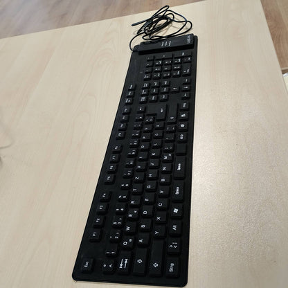 296279 - LOGILINK Tastierë fleksibile dhe e papërshkueshme nga uji (QWERTZ) me 109 taste, me adaptor USB-PS/2, Ngjyra: E zezë