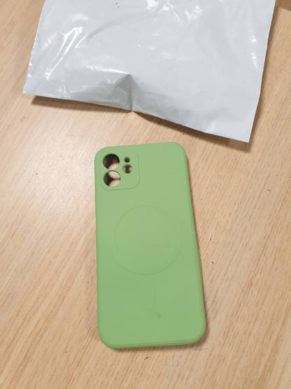 296415 - MYGADGET MBËSHTJELLËS për Apple iPhone 12, i pajtueshëm me MagSafe, mbështjellës telefoni me dy shtresa, mbrojtje të kamerës, mbulesë me rreshtim të brendshëm dhe silikon të jashtëm, ngjyrë jeshile