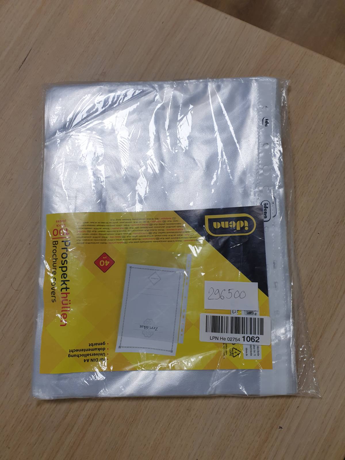 296500 - IDENA 376002 - Xhep DIN A4, teksturë, 40µ, 100 copë