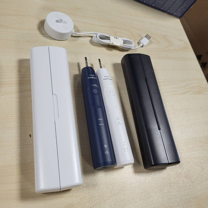 296541 - PHILIPS Furçë dhëmbësh elektrike Sonicare 5500, 2 mënyra pastrimi, kontroll presioni, EasyStart, SmartTimer, BrushPacer, e bardhë dhe blu e errët, pako me 2, modeli HX7119/01