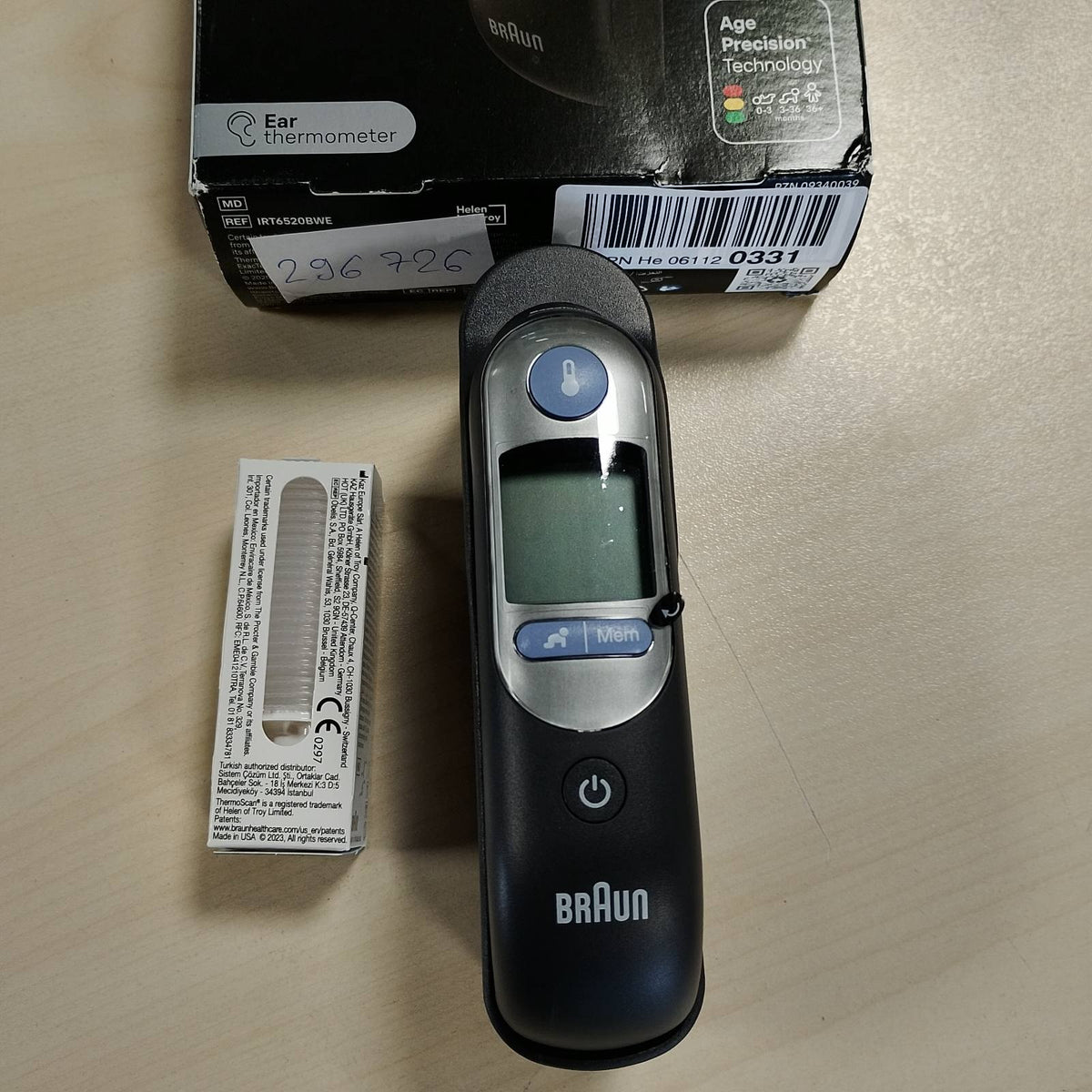 296726 - BRAUN Termometër veshi ThermoScan 7, Teknologjia e saktësisë së moshës, Ekran dixhital me kodim ngjyrash, I përshtatshëm për foshnjat dhe fëmijët e vegjël
