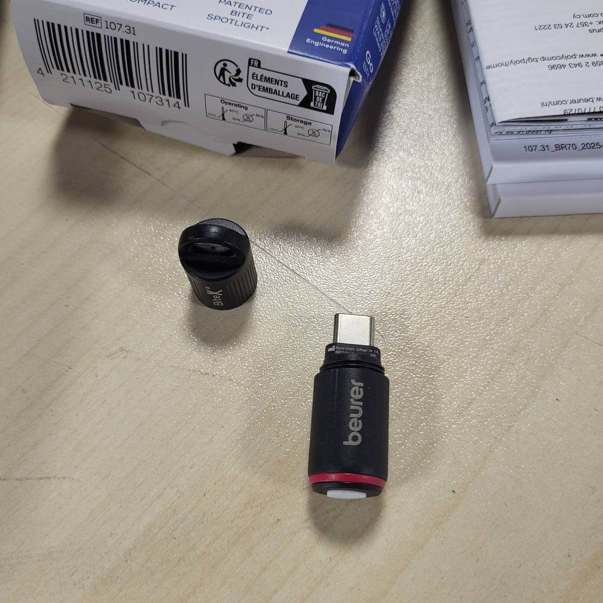 297024 - BEURER Shërues Elektrik i Pickimeve të Insekteve BiteX Go Deep, Ngrohës për pickimet e mushkonjave, USB-C, me dritë