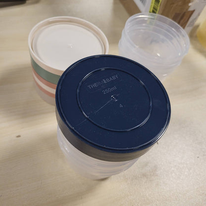 297451 - THERMOBABY Set me 10 enë për ruajtjen e ushqimit për foshnje 250 ml, I sigurt për mikrovalë, ngrirje dhe lavatriçe, Asortiment ngjyrash i rastësishëm