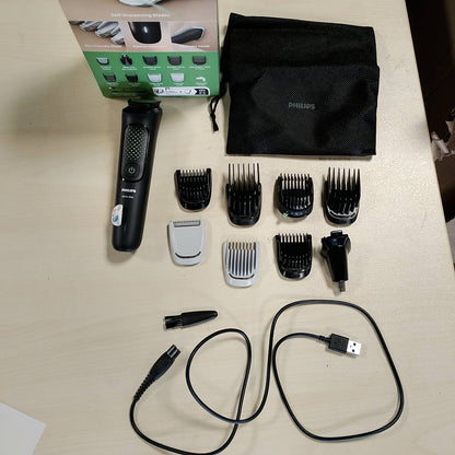 298055 - PHILIPS Makinë prerëse gjithçka-në-një Multigroom Series 3000 MG3946/15 me 9 aksesorë, tehe vetë-mprehëse, 12 gjatësi prerjeje
