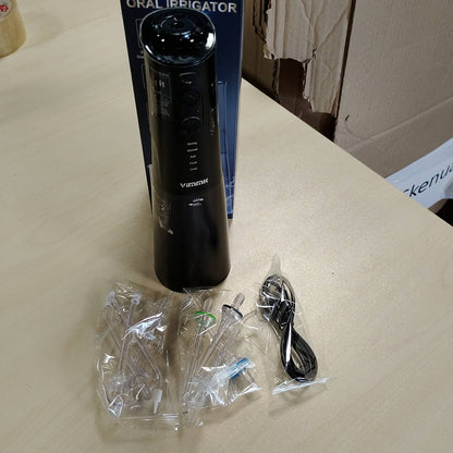 298166 - VIMMK Pastrues dhëmbësh me ujë dhe ujitës oral, 5 mënyra presioni uji, 8 maja të zëvendësueshme, i rikarikueshëm, rezistent ndaj ujit IPX7, rezervuar 300ML, ngjyra e zezë