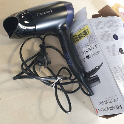298429 - REMINGTON Tharëse flokësh e paloshme D2400, Ultra kompakte, 1400W, 2 cilësime nxehtësie, Rregullim universal i tensionit, Përqendrues