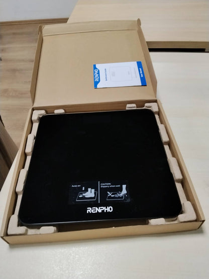 298564 - RENPHO Peshore Personale me Sensorë, Peshore Dixhitale 10.2" x 10.2", Qelqi Sigurie, E Zezë-BK