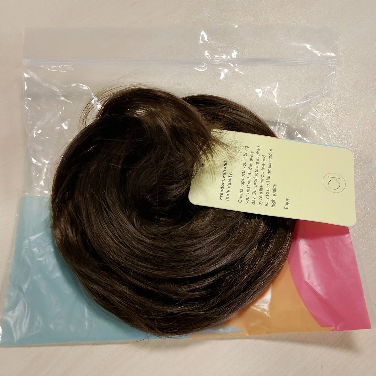298678 - CAISHA Scrunchie - Aksesor flokësh i trashë, i madh, i valëzuar - DM15cm - Ngjyrë kafe e përzier
