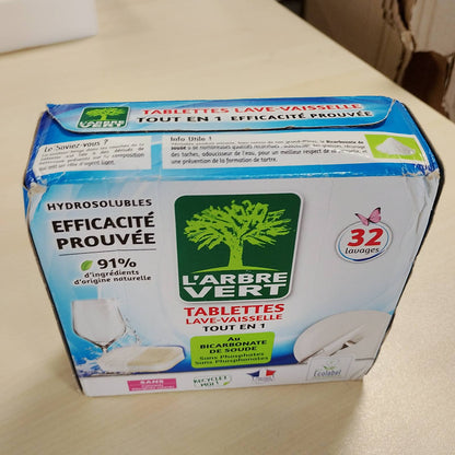 298725 - L'ARBRE VERT Tableta për Lavastovilje Gjithçka-në-1, Ecolabel, 32 doza, 91% përbërës me origjinë natyrale
