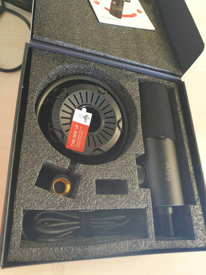 299261 - FIFINE Mikrofon për PC USB C, 16BIT/48KHZ, Mikrofon Dinamik Kardioid me RGB, Prizë Kufjesh 3.5 mm, Plug-and-Play, Montim me Goditje