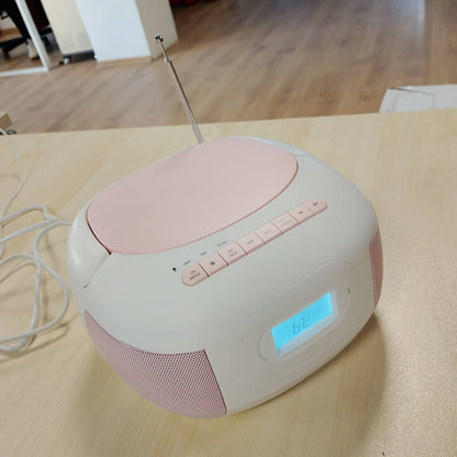 299333 - MOOOV Radio/CD 477185 me Bluetooth FM Portativ, MP3 Player Stereo Boombox me USB, AUX-in, Micro-SD dhe hyrje për kufje, Ekran LCD, energji elektrike ose me bateri, ngjyrë rozë