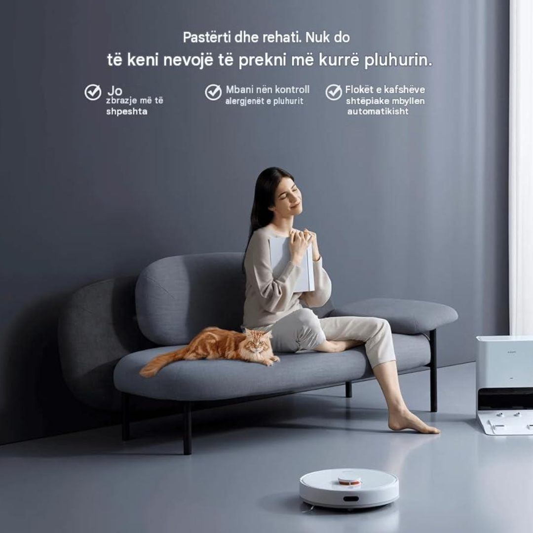 144024 - XIAOMI Fshesa Robotike X10, Fshesa e Dyshemeve me Zbrazje Automatike te Pluhurit, Thithje 4000Pa, Ideale per Qime Kafshesh Shtepiake, Bateri 5200mAh, Navigim Lidar, Harta e Personalizuar, Kontrolluar nga Aplikacion