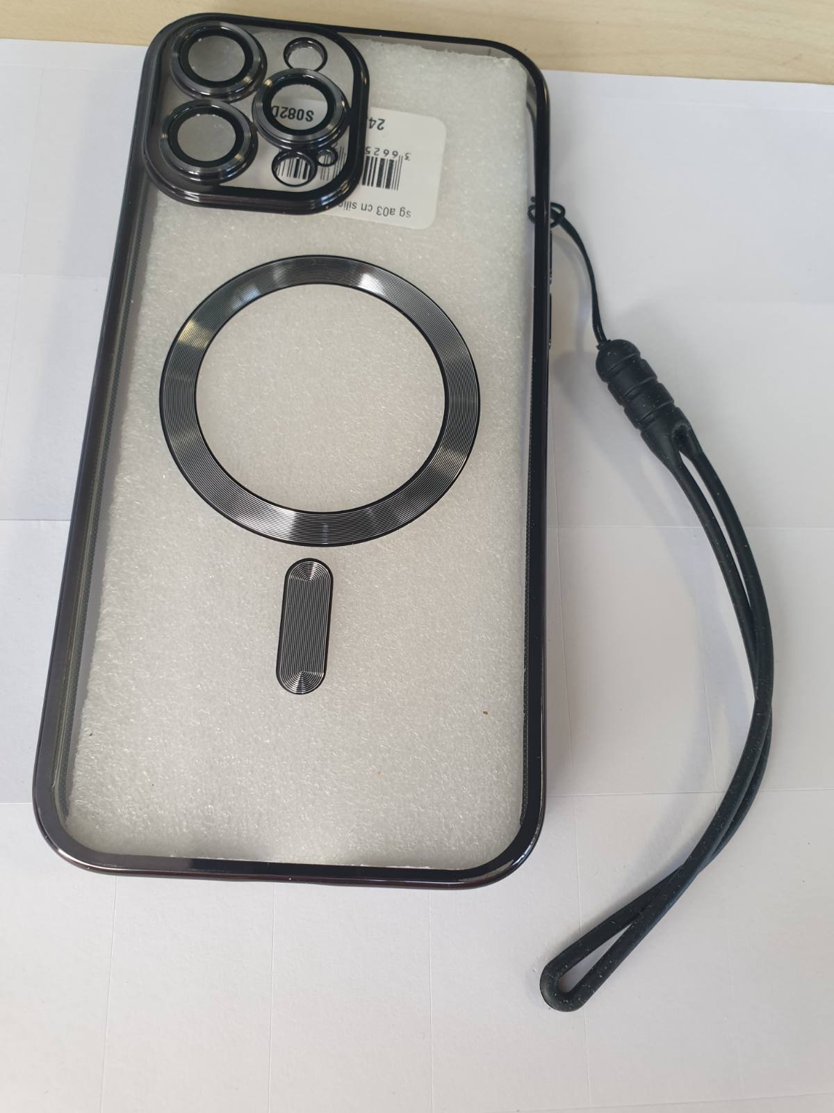 300016 - LAFUNDA Mbështjellëse për iPhone 13 Pro Max me 2 mbrojtëse ekrani prej qelqi të temperuar dhe mbrojtëse të lentes së kamerës, e pajtueshme me mbyllje magnetike MagSafe, mbrojtëse transparente magnetike - e zezë