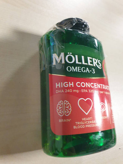 300720 - Moller’s® - Koncentrat i Lartë Omega-3, Vaj Peshku Premium, 3360mg EPA+DHA për Dozë Ditore, 120 Kapsula të Buta