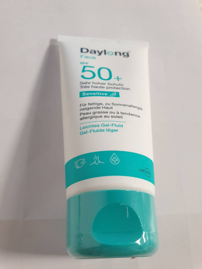 301299 - DAYLONG Xhel-Lëngu për Krem Dielli Sensitive SPF50+, për Fytyrën dhe Trupin, Lëkurë shumë e ndjeshme e prirur ndaj alergjive ndaj diellit, 50 ml
