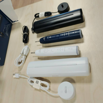 301552 - PHILIPS Furçë dhëmbësh elektrike Sonicare 7100, HX7429/01, 4 mënyra pastrimi, 3 nivele intensiteti, kontroll presioni, EasyStart, e bardhë dhe blu marine, pako me 2