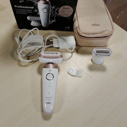 301602 - BRAUN Silk-épil 9 Flex, Depilator për Gra, 9-030 3D, Titan i Bardhë/Rozë, 0.5 kg