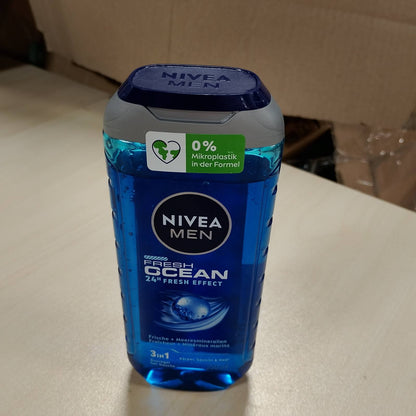 302650 - NIVEA MEN Xhel Dushi Fresh Ocean, 250 ml, xhel dushi rigjallërues me aromë detare për trup, fytyrë dhe flokë