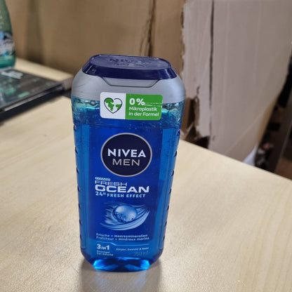 302651 - NIVEA MEN Xhel Dushi Fresh Ocean, 250 ml, xhel dushi rigjallërues me aromë detare për trup, fytyrë dhe flokë