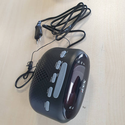 305486 - iCES ICR-210 E ZEZË - Radio-Orë, Orë me alarm me kabllo energjie, 2 Ora alarmi