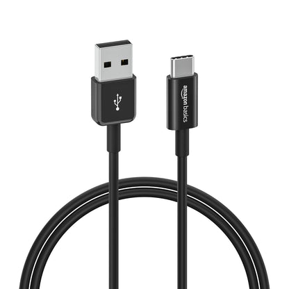 305571 - AMAZON BASICS - 4 Kabllo karikimi të shpejtë USB-C në USB-A 2.0, shpejtësi 480 Mbps, i çertifikuar USB-IF, 0.9 m, e zezë, Pako me 4 copë