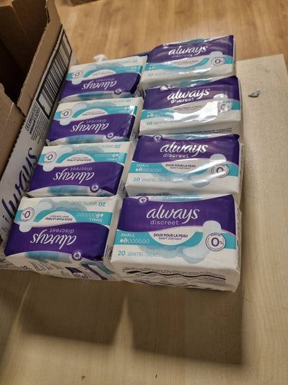 305992 - ALWAYS Discreet 0%, 160 Peceta Sanitare Femërore për Inkontinencë, Pako 1 Mujore