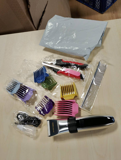 307575 - BARBERBOSS Qethëse elektrike për kafshë shtëpiake, pa tel, tehe qeramike, ekran LED, karikim i shpejtë, model QR-9082