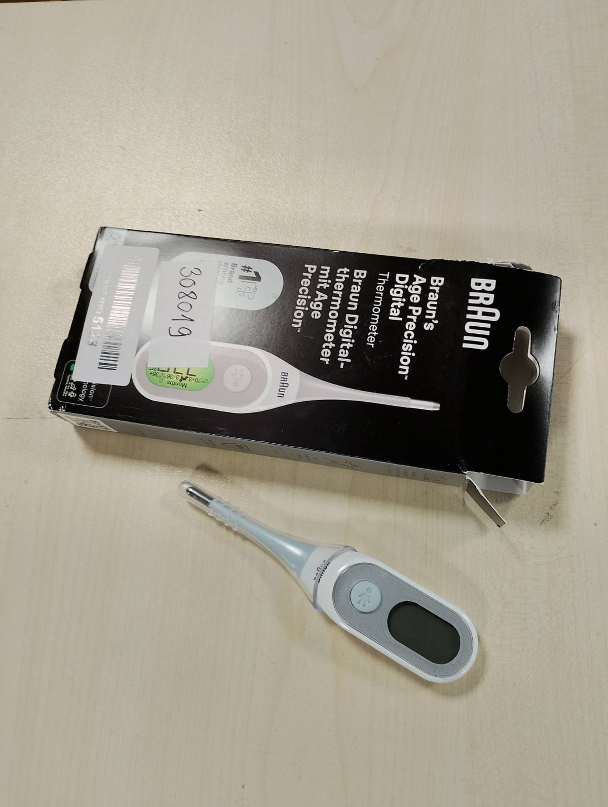 308019 - BRAUN Termometër dixhital preciz Age, shkop dixhital për vende të ndryshme, oral, rektal ose nën sqetull, i përshtatshëm për foshnje dhe fëmijë, PRT2000.