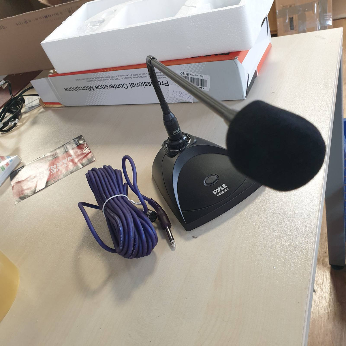 308834 - PYLE Mikrofon kondensues për tavolinë Gooseneck, Mikrofon i filtruar me filtër pop, kabllo audio XLR në 1/4" - për karaoke, konferenca, regjistrime në studio