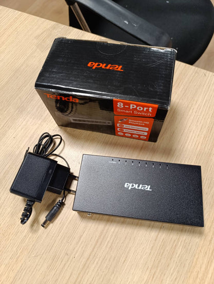 309933 - TENDA TEG208E Managed Switch LAN me 8 porta Gigabit (IGMP Snooping, QoS, VLAN, DHCP Snooping, LAG, MAC Address Lidding, Pa ventilator, Eficiencë energjetike, Metal)