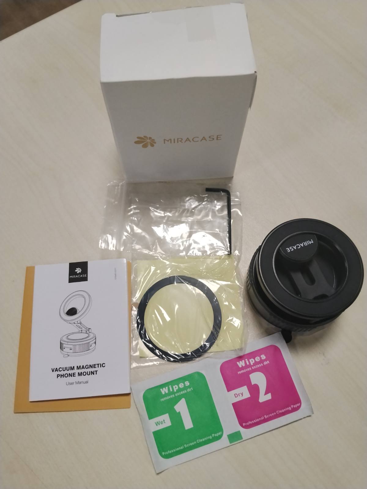 310222 - MIRACASE Mbajtëse Telefoni për Makinë me Fshesë me Kordon për Montim Makine MagSafe, 24XN55 Magnete dhe Xhel i Fortë, e Rrotullueshme dhe e Palosshme 360° për iPhone 17 Pro Max Plus Samsung