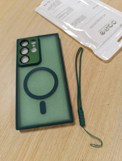310520 - YUANDMI Mbrojtëse për Samsung Galaxy S24 Ultra, Pajtim me MagSafe, Mbrojtëse magnetike, Rezistent ndaj gërvishtjeve, Jeshile mat