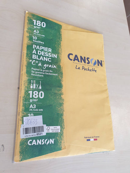 310633 - CANSON "C" Grain - Pako me 10 fletë letër vizatimi A3, 180g/m²