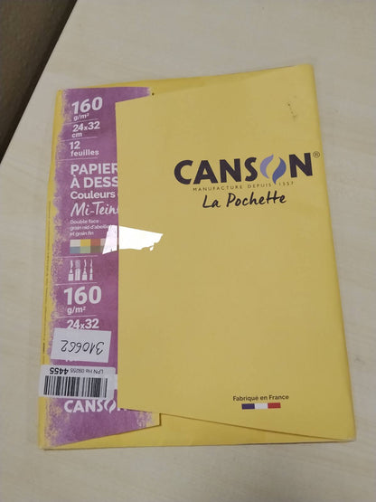 310662 - CANSON - Pako me 12 fletë letre vizatimi 24x32cm, 160g/m², ngjyra të çelëta