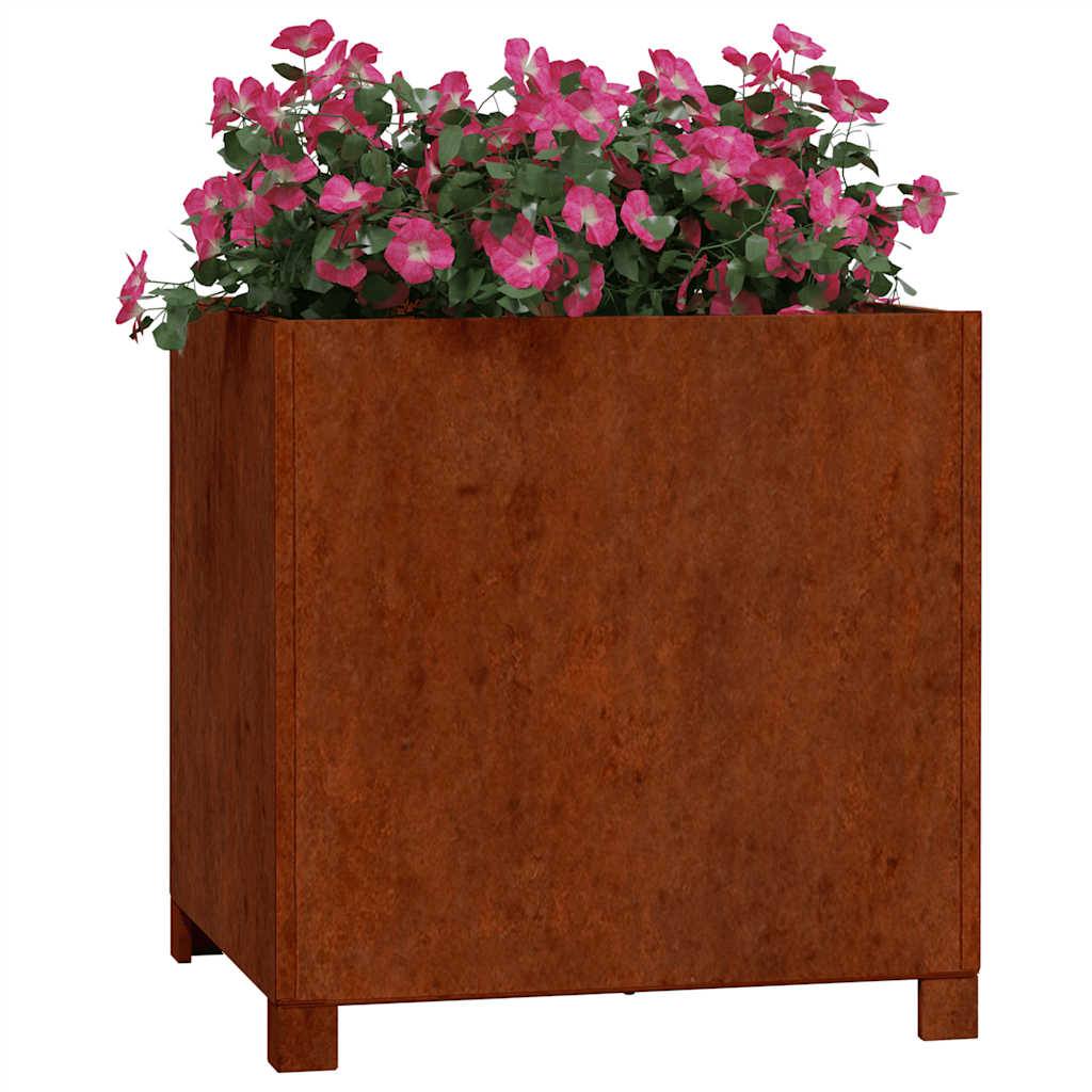 244765 - vidaXL Vazo metalike me Këmbë, i ndryshkur 50x50x50 cm, Çelik Corten