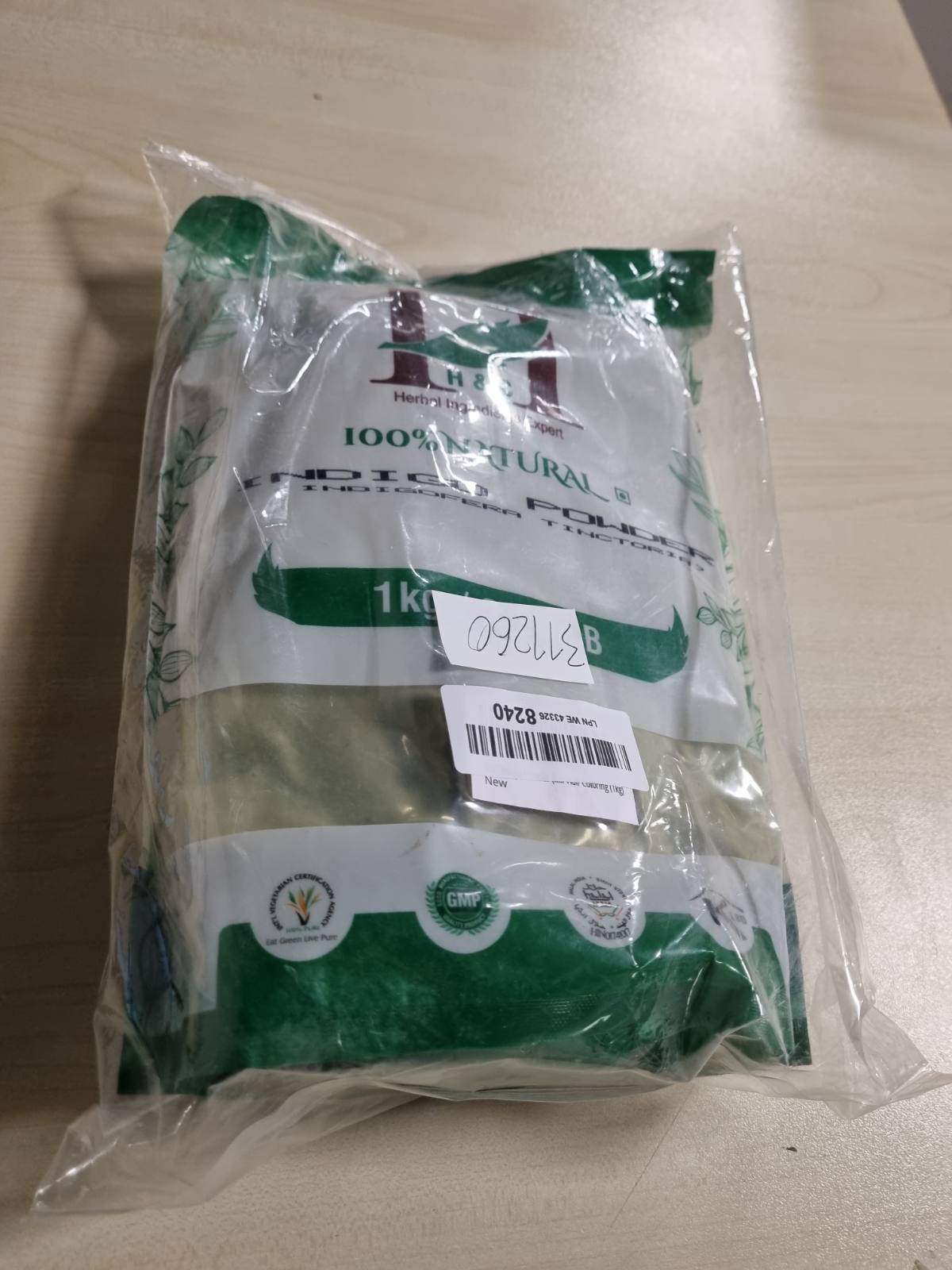311260 - H&C HERBAL INGREDENTS EXPERT Pluhur Indigo (Indigofera Tinctoria), 1 kg, natyral, pa kimikate, për nuanca kafe të errët dhe të zeza, ngjyrosje flokësh