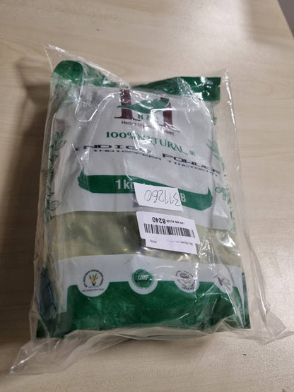 311260 - H&C HERBAL INGREDENTS EXPERT Pluhur Indigo (Indigofera Tinctoria), 1 kg, natyral, pa kimikate, për nuanca kafe të errët dhe të zeza, ngjyrosje flokësh