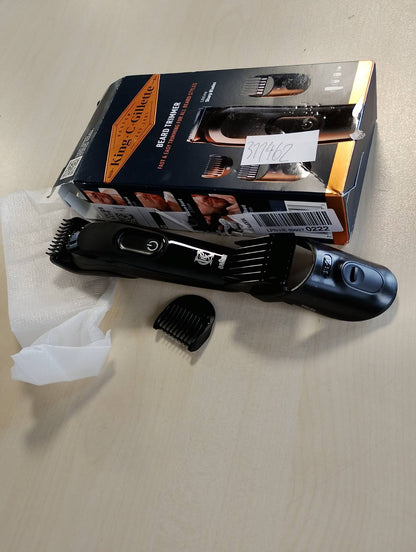 311462 - KING C. GILLETTE Kit prerës mjekre për meshkuj, 1 kokë, 3 krehëra prerës, 1 furçë, 1 karikues, brisk elektrik për mjekër