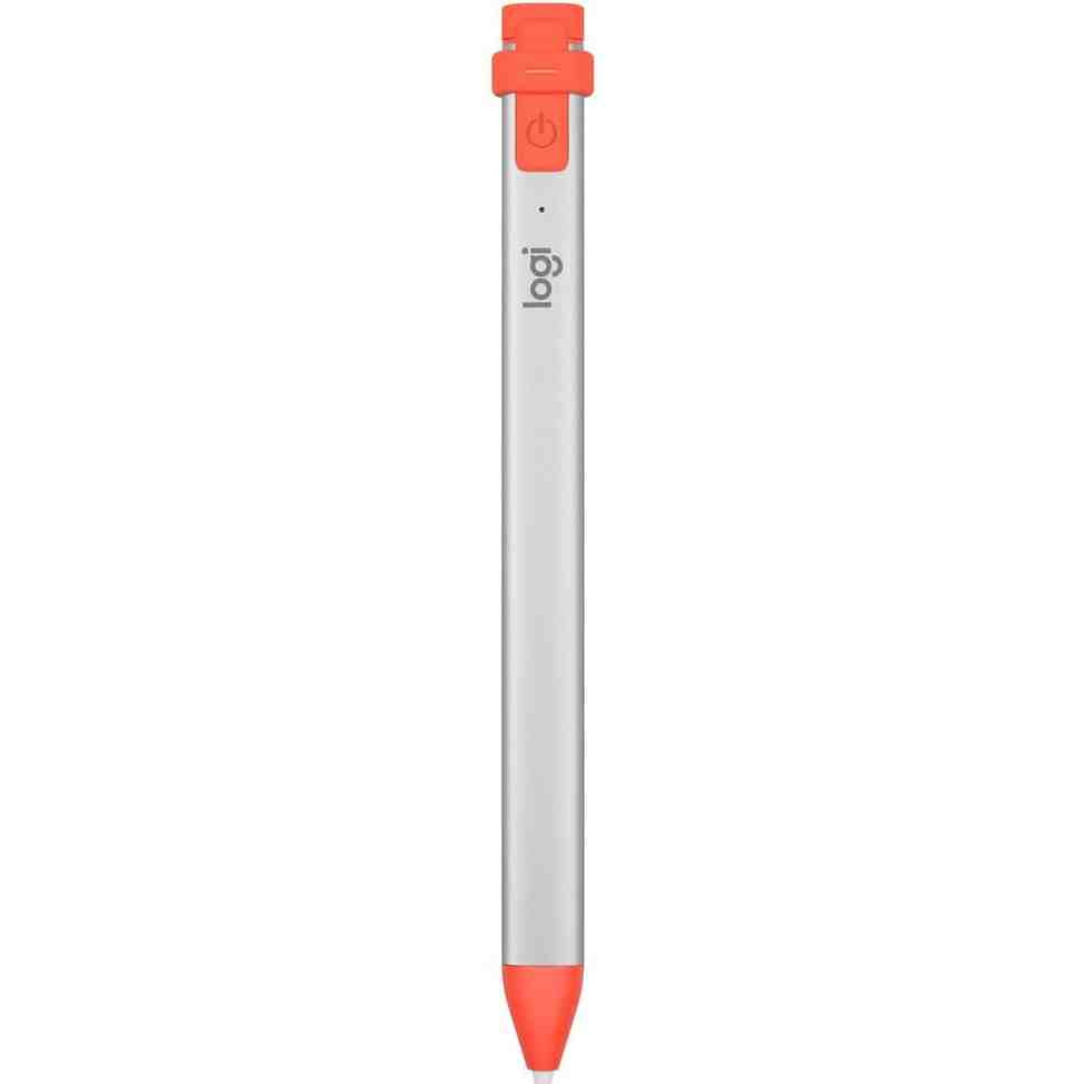 299162 - LOGITECH, Laps dixhital Crayon për të gjitha iPad-ët (2018 e më vonë) me teknologjinë Apple Pencil, dizajn kundër rrokullisjes dhe majë dinamike inteligjente - Argjendtë/Portokalli