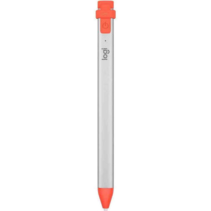 299162 - LOGITECH, Laps dixhital Crayon për të gjitha iPad-ët (2018 e më vonë) me teknologjinë Apple Pencil, dizajn kundër rrokullisjes dhe majë dinamike inteligjente - Argjendtë/Portokalli