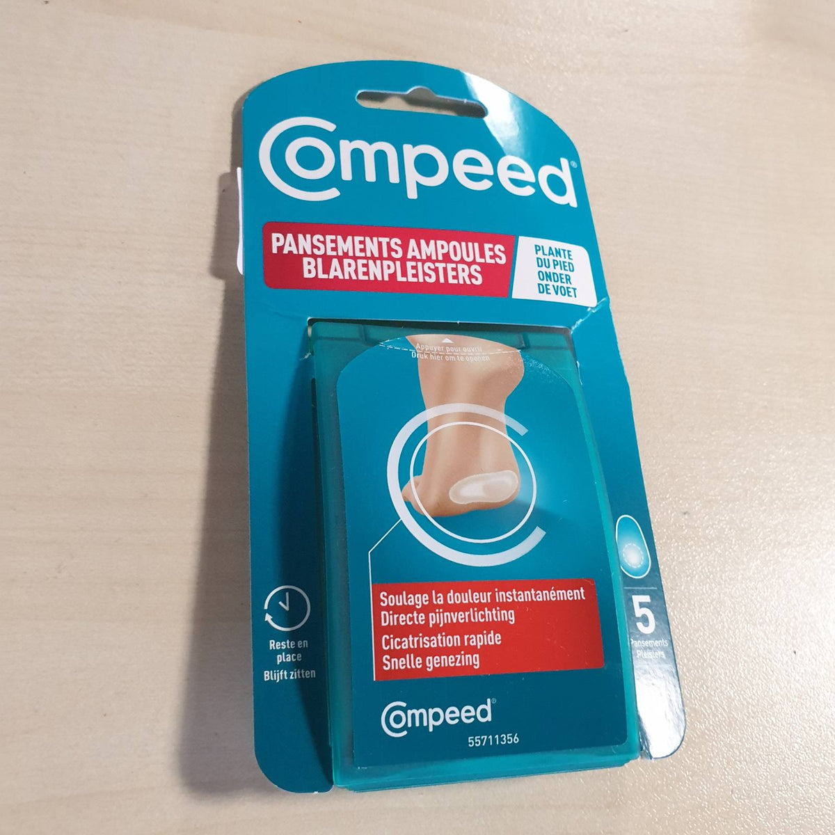 312124 - Compeed 5 Fasha hidrokolloide për flluska për shputën e këmbës, 6.6 x 4.0 cm