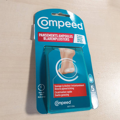 312124 - Compeed 5 Fasha hidrokolloide për flluska për shputën e këmbës, 6.6 x 4.0 cm