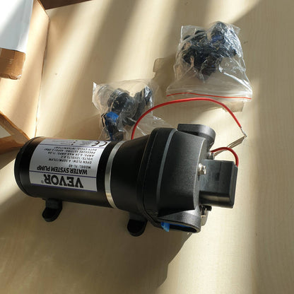 312747 - VEVOR Pompë uji me diafragmë vetëmbushëse 12V DC, shpejtësi rrjedhjeje 17 L/min, presion 40 PSI (2.76 bar), me mbrojtës termik