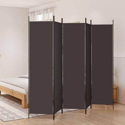 313048 - vidaXL Ndarëse dhome me 5 panele, ngjyrë kafe, 250x200 cm, prej pëlhure