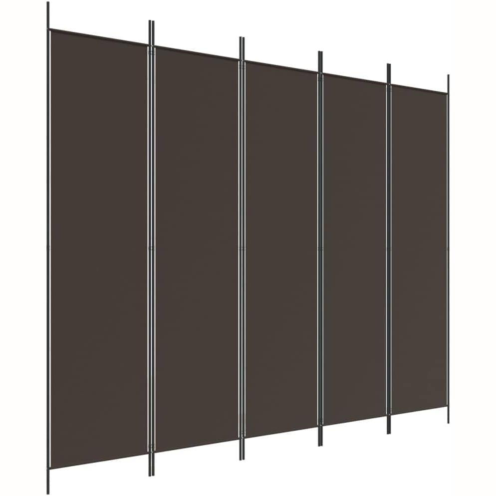 313048 - vidaXL Ndarëse dhome me 5 panele, ngjyrë kafe, 250x200 cm, prej pëlhure