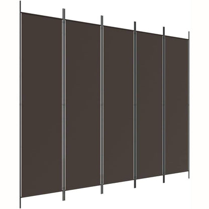 313048 - vidaXL Ndarëse dhome me 5 panele, ngjyrë kafe, 250x200 cm, prej pëlhure