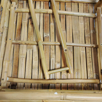 291082 - VIDA XL Divan i mesëm për kopsht me jastëkë të bardhë krem prej bambuje